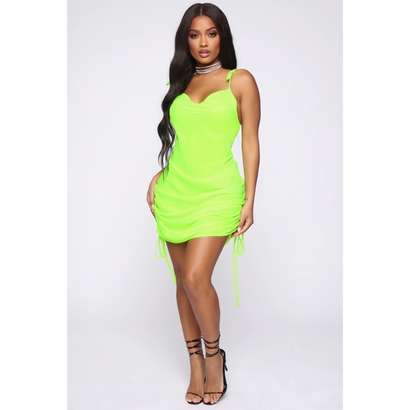 Come Pull My Strings Mini Dress-Lime - Picture 3 of 3